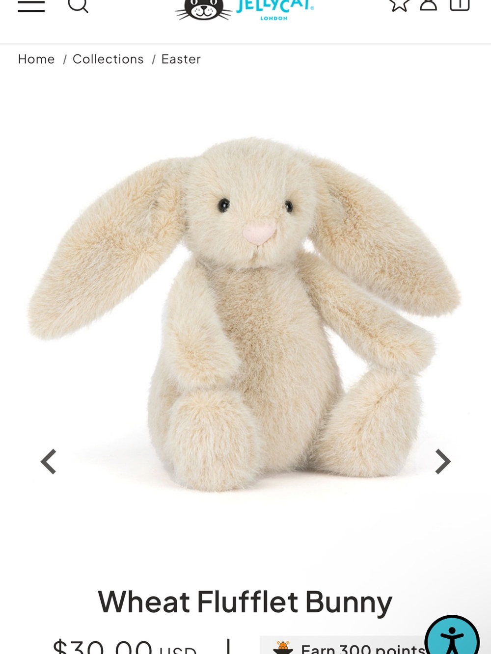 Jellycat Wheat Flufflet Bunny - Cream Plush